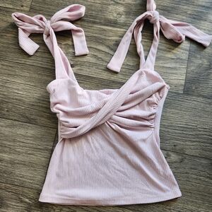 Verge Girl Pale Pink Ruched Tie Top Size 8